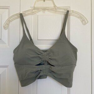Athleta Cropped Bra Top Size Small Sage Green Adjustable Straps EUC